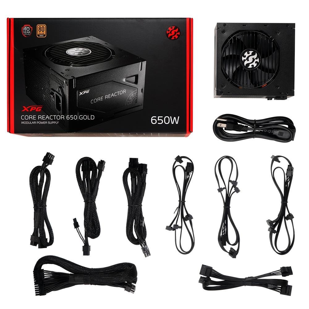 Fonte XPG Core Reactor, 650W, 80 Plus Gold, Modular, PFC Ativo, Com Cabo, Preto Fonte XPG Core Reactor, 650W, 80 Plus Gold, Modular, PFC Ativo, Com Cabo, Preto