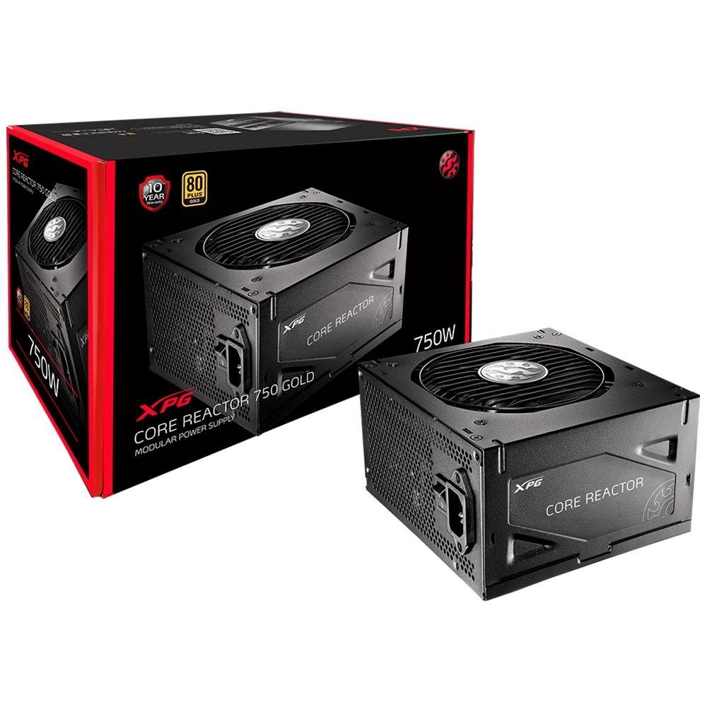 Fonte XPG Core Reactor, 750W, 80 Plus Gold, Modular, PFC Ativo, Com Cabo, Preto - Core Reactor Fonte XPG Core Reactor, 750W, 80 Plus Gold, Modular, PFC Ativo, Com Cabo, Preto - Core Reactor