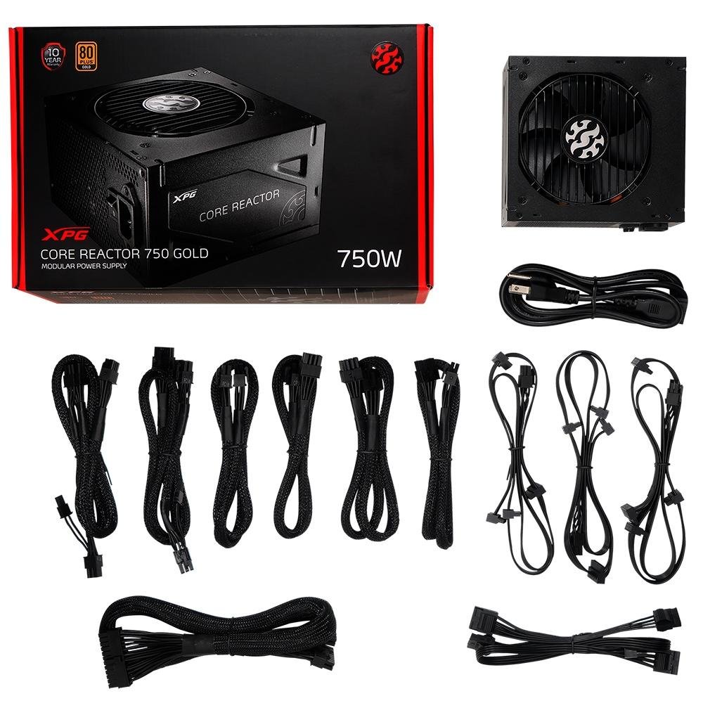 Fonte XPG Core Reactor, 750W, 80 Plus Gold, Modular, PFC Ativo, Com Cabo, Preto - Core Reactor Fonte XPG Core Reactor, 750W, 80 Plus Gold, Modular, PFC Ativo, Com Cabo, Preto - Core Reactor