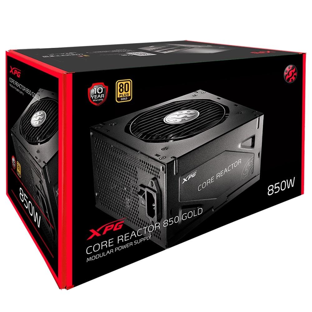 Fonte XPG Core Reactor, 850W, 80 Plus Gold, Modular, Com Cabo, Preto - Core Reactor Fonte XPG Core Reactor, 850W, 80 Plus Gold, Modular, Com Cabo, Preto - Core Reactor