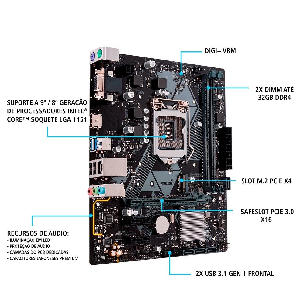 Placa-Mãe Asus Prime H310M-E R2.0/BR | KaBuM!