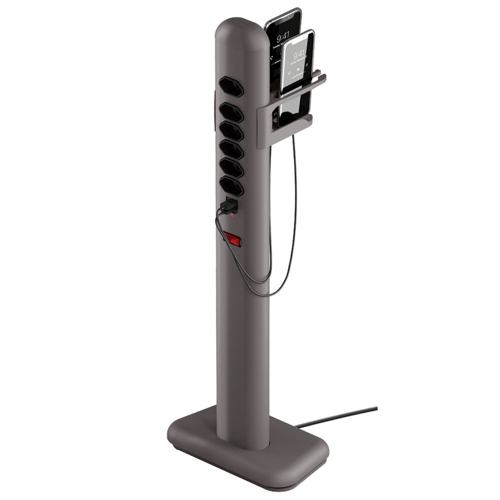 Imagem 2 de 8 do produto Extensão Elétrica Octoo Totem Easyplug, 6 Tomadas, 2 USB, Suporte para Smartphone, Bivolt