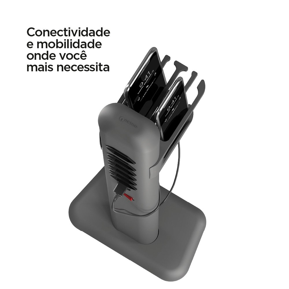Imagem 3 de 8 do produto Extensão Elétrica Octoo Totem Easyplug, 6 Tomadas, 2 USB, Suporte para Smartphone, Bivolt