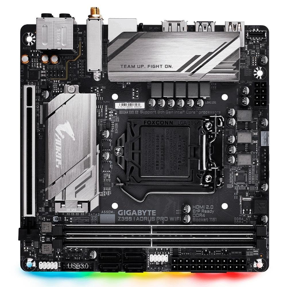 マザーボード GIGABYTE Z390 I AORUS PRO WIFI Mini-ITX Placa Mãe Gigabyte Aorus Z390 I Aorus Pro Wi-Fi, Intel LGA