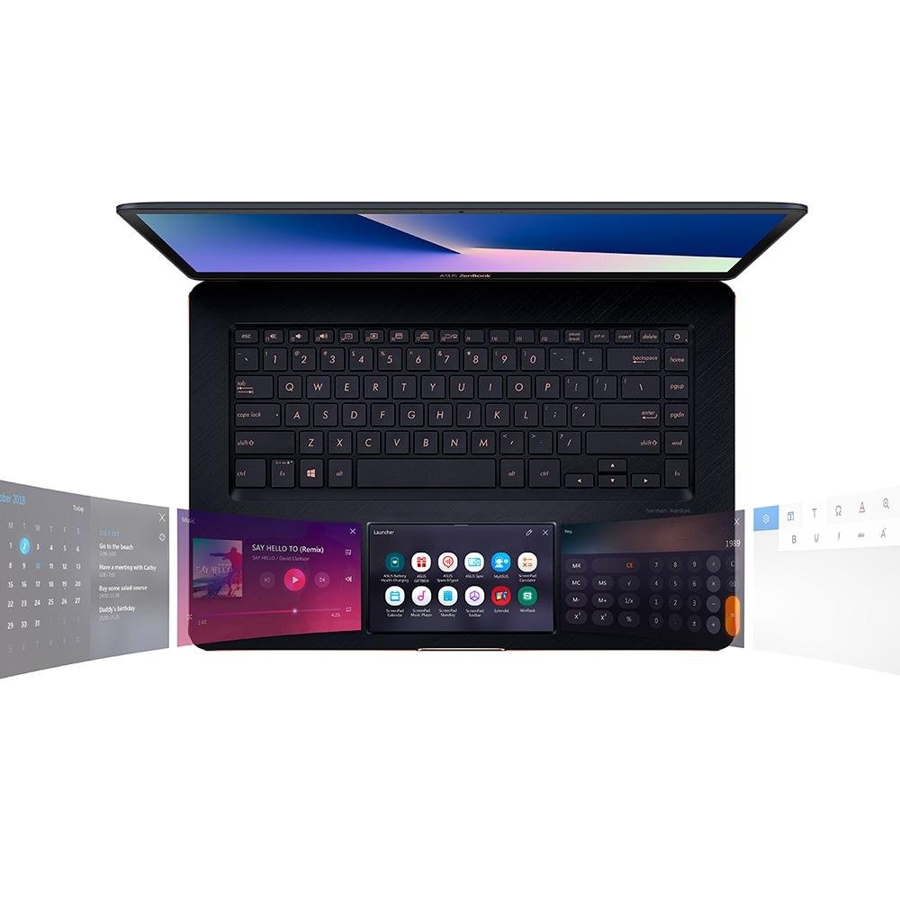 Imagem 17 de 17 do produto Notebook Asus Zenbook Pro, Core i9-8950HK, 16GB, 1TB, NVIDIA GeForce GTX 1050 Ti, Windows 10 Home, 15.6´, Azul Escuro - UX580GE-E2094T