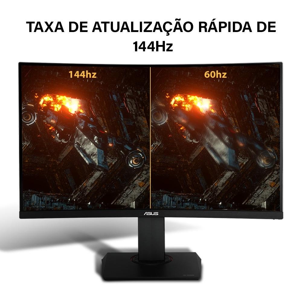 Imagem 10 de 13 do produto Monitor Gamer Curvo ASUS TUF 31.5", 144Hz, 2K QHD, 1ms, DisplayPort e HDMI, FreeSync, HDR, 92% sRGB, Ajuste de Altura, Som, VESA - VG32VQ