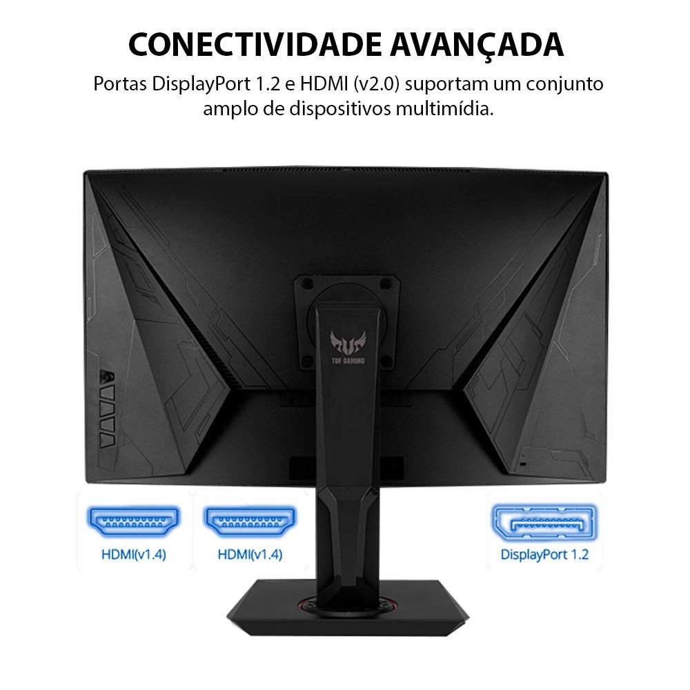 Monitor Gamer Curvo ASUS TUF 31.5", 144Hz, 2K QHD, 1ms, DisplayPort e HDMI, FreeSync, HDR, 92% sRGB, Ajuste de Altura, Som, VESA - VG32VQ