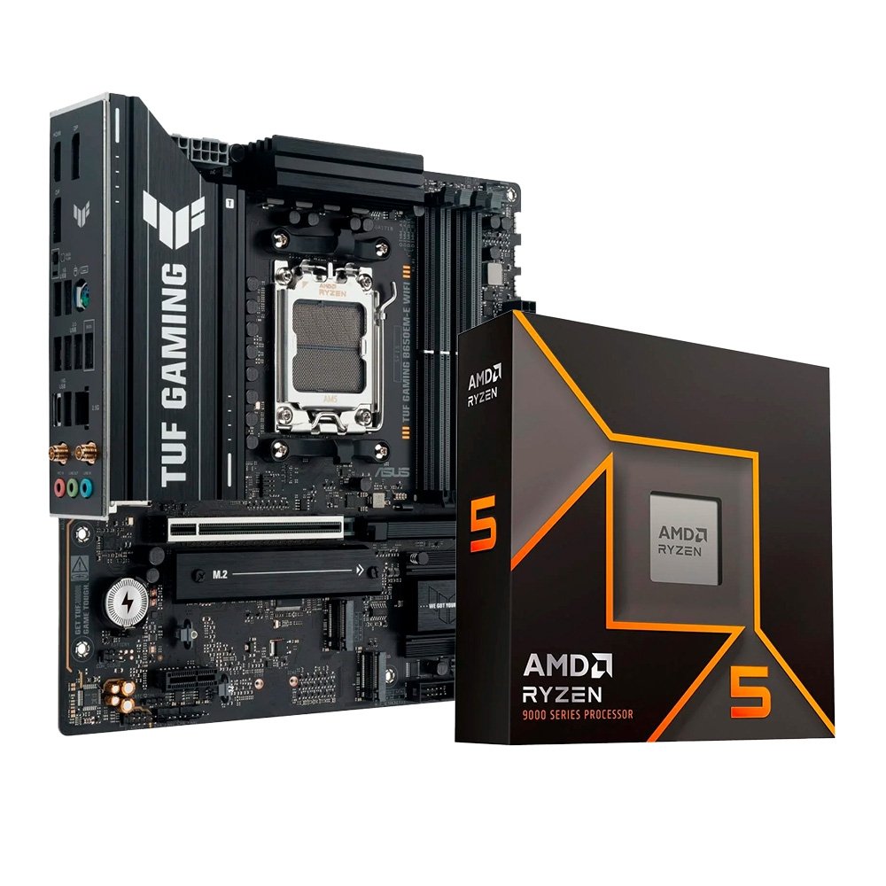 Kit Placa Mãe ASUS TUF GAMING B650EM-E WIFI AM5 + Processador AMD Ryzen 5 9600X