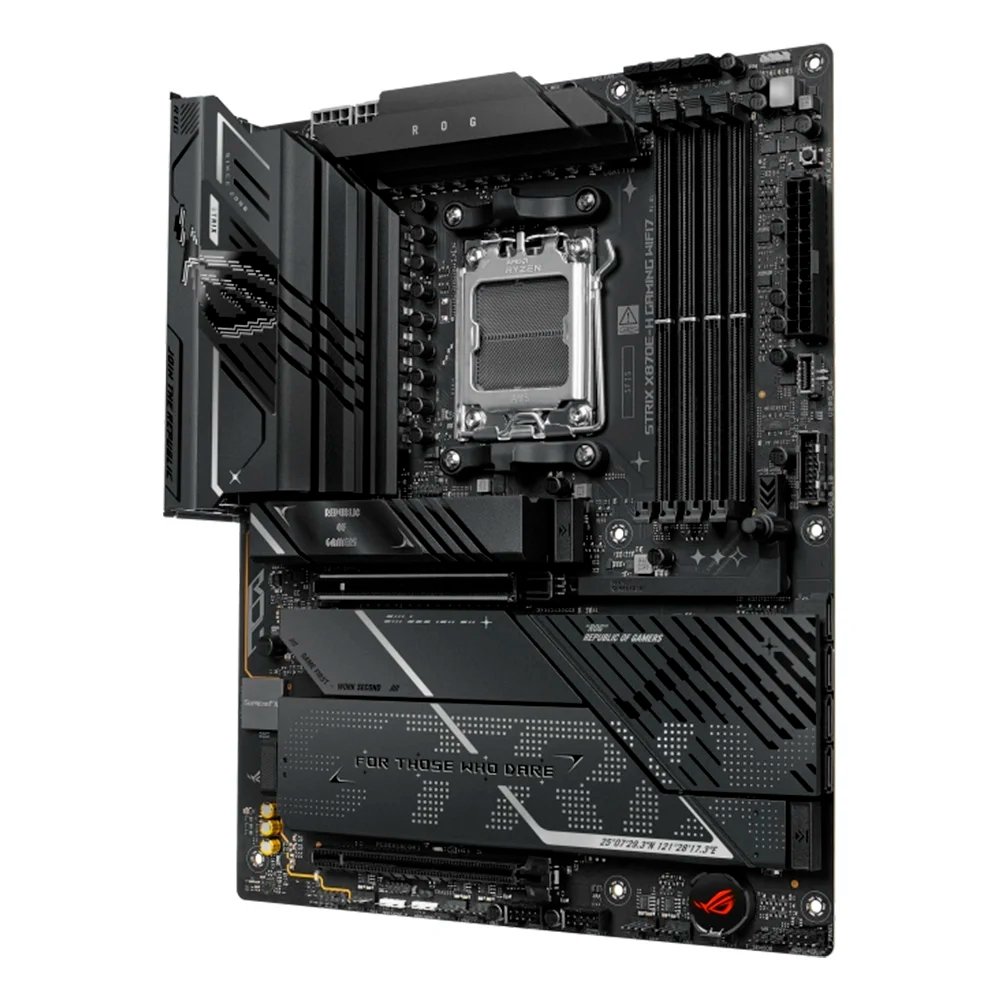 Kit Placa Mãe ASUS ROG STRIX X870E-H GAMING WIFI7 AM5 + Processador AMD Ryzen 7 9800X3D + Memória RAM XPG Lancer, RGB, 32GB (2x16GB)