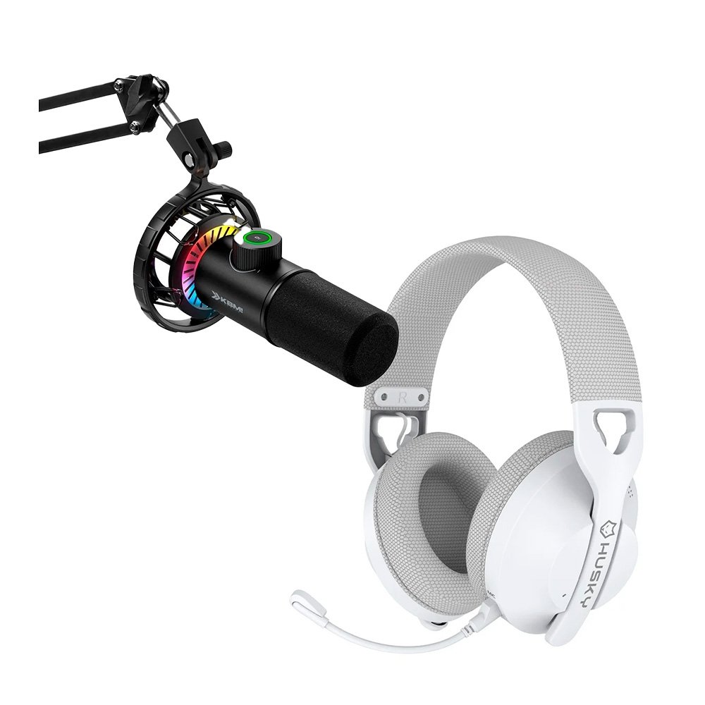 Kit Streamer Microfone Gamer Cardióide KBM! GAMING + Headset Gamer Husky Matilha, P3 3.5mm, Driver 40mm