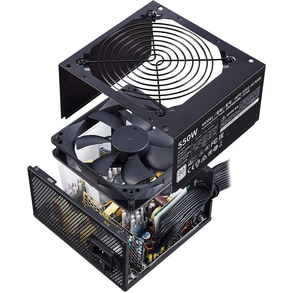 Imagem 8 de 9 do produto Fonte Cooler Master MWE White V2 550W, 80 Plus White - MPE-5501-ACAAW-BR