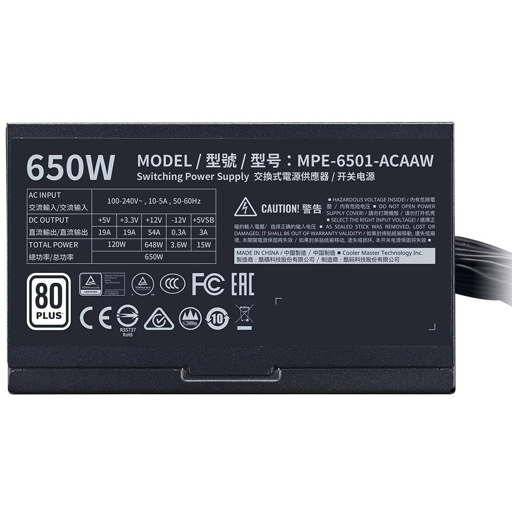 Fonte Cooler Master MWE White V2 650W, 80 Plus White - MPE-6501-ACAAW-BR Fonte Cooler Master MWE White V2 650W, 80 Plus White - MPE-6501-ACAAW-BR