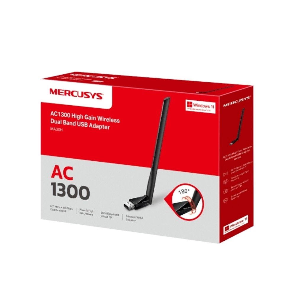 Adaptador USB Mercusys MA30H, AC1300, Dual Band, Alto Alcance, Preto - MCS0053 - view 2
