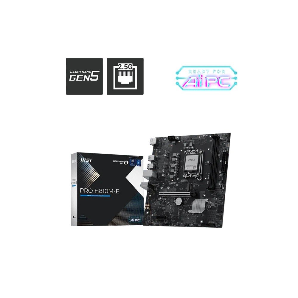 Placa-Mãe MSI PRO H810M-E, Intel LGA1851, DDR5, Preto - PROH810ME Placa-Mãe MSI PRO H810M-E, Intel LGA1851, DDR5, Preto - PROH810ME