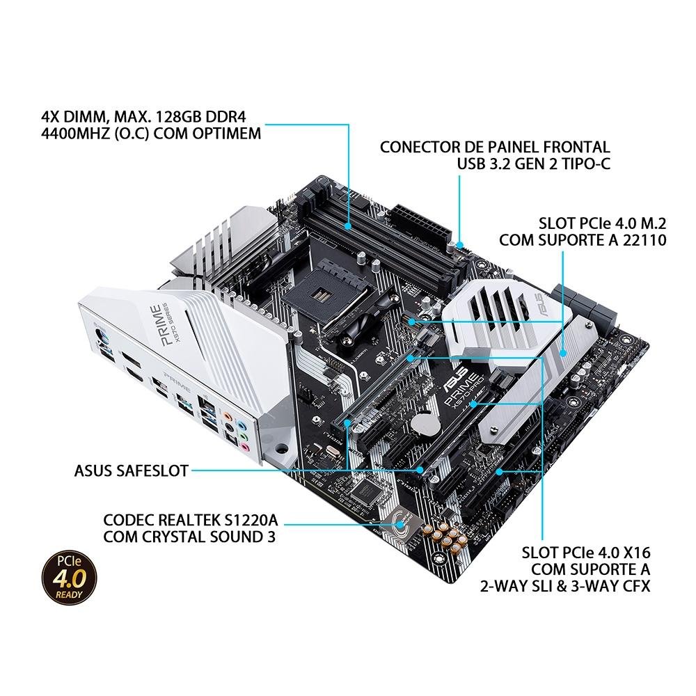 Placa Mãe Asus Prime X570-Pro, AM4, DDR4 | KaBuM!