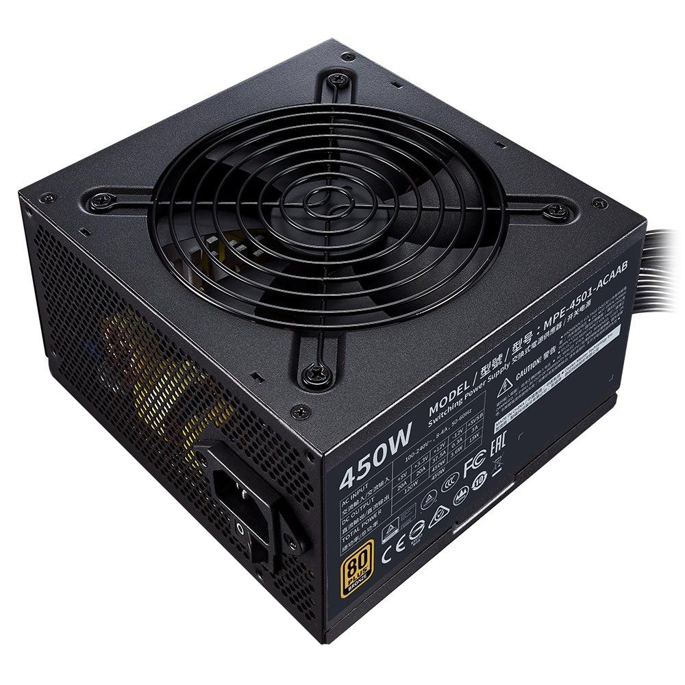 Fonte Cooler Master MWE Bronze, 450W, 80 Plus Bronze, PFC Ativo - MPE-4501-ACAAB-BR Fonte Cooler Master MWE Bronze, 450W, 80 Plus Bronze, PFC Ativo - MPE-4501-ACAAB-BR