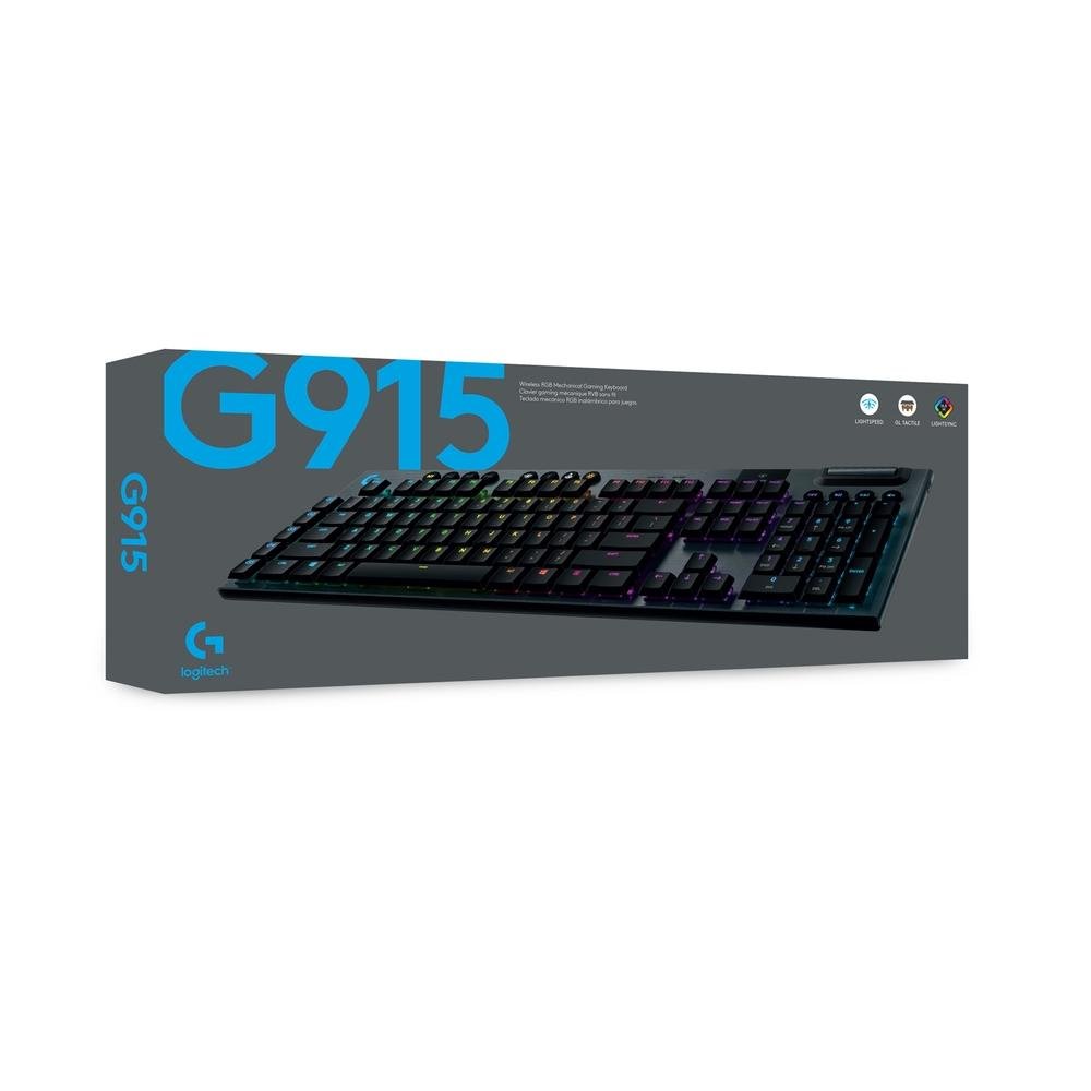 Imagem 9 de 9 do produto Teclado Mecânico Gamer Sem Fio Logitech G915 LIGHTSPEED RGB LIGHTSYNC, USB ou Bluetooth, Ultrafino, Switch GL Tactile, Preto - 920-008902