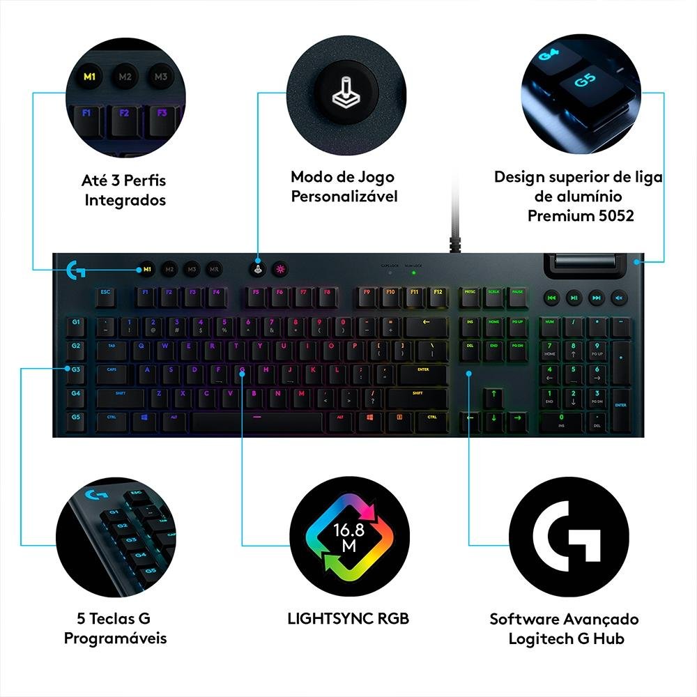 Logitech G815 LIGHTSYNC on sale RGB Mechanical Gaming GL Clicky Switch Keyboard