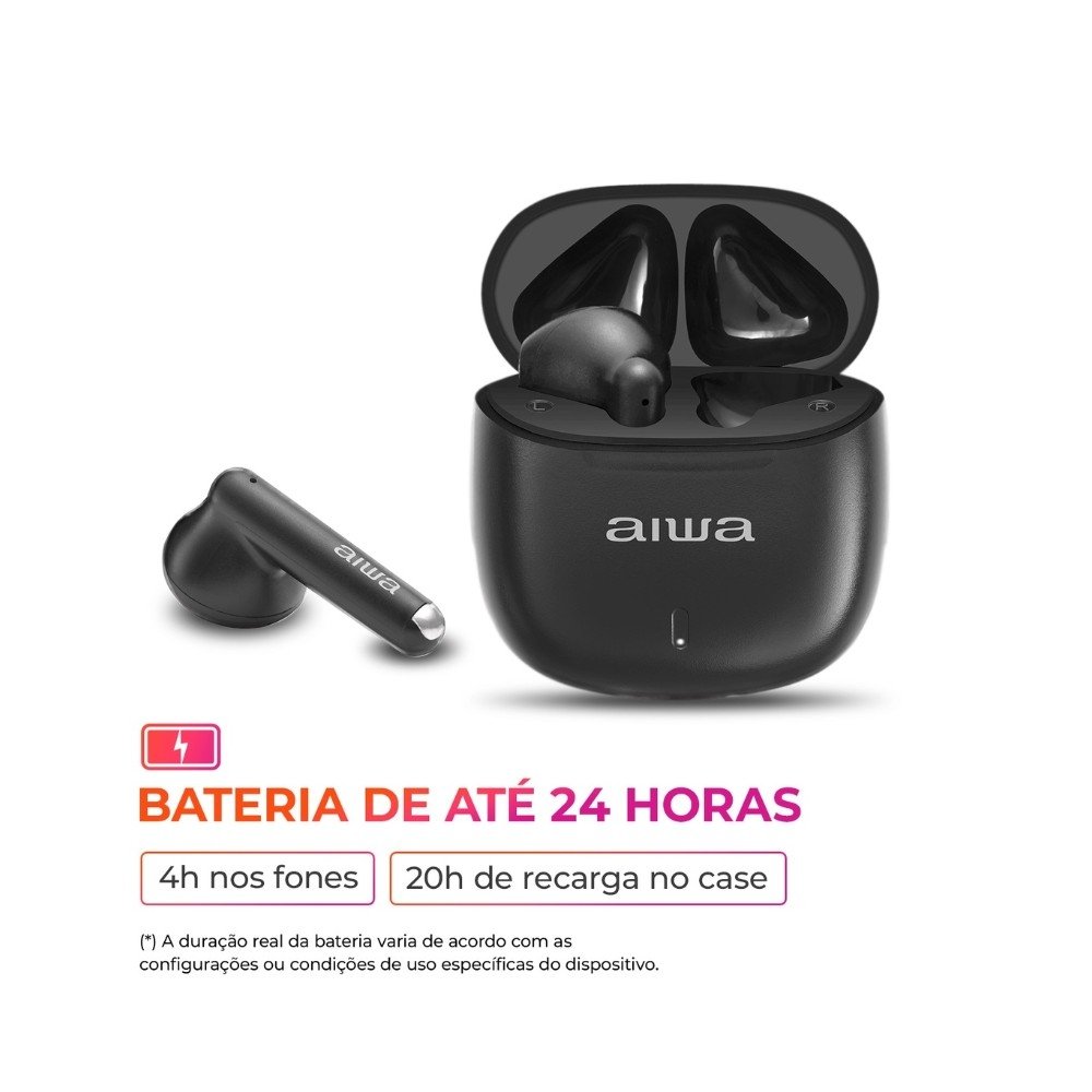Fone de Ouvido TWS AIWA AWS-EB-05-B, Bluetooth, Estojo de Recarga, Microfone, Preto - AWS-EB-05-B - view 4