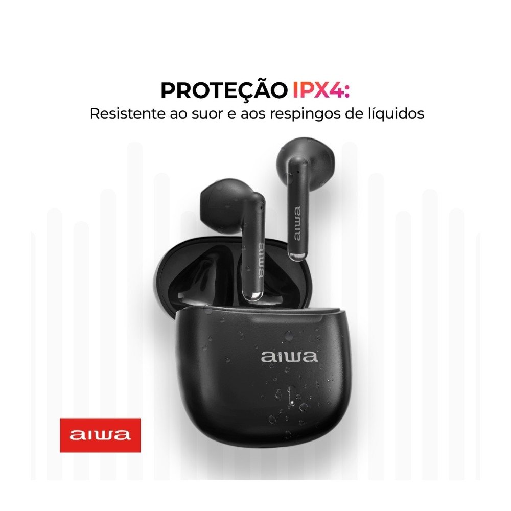 Fone de Ouvido TWS AIWA AWS-EB-05-B, Bluetooth, Estojo de Recarga, Microfone, Preto - AWS-EB-05-B - view 8