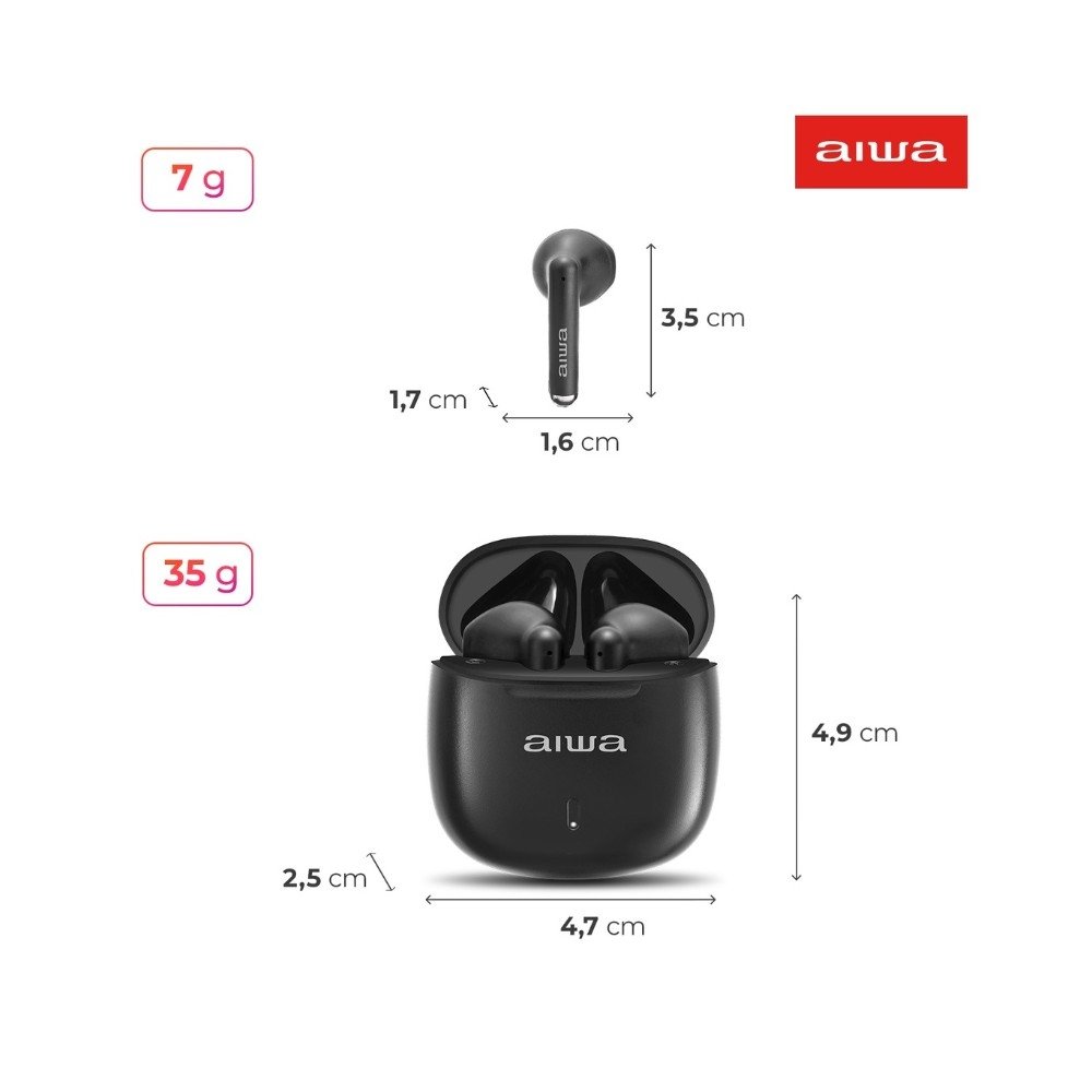 Fone de Ouvido TWS AIWA AWS-EB-05-B, Bluetooth, Estojo de Recarga, Microfone, Preto - AWS-EB-05-B - view 9