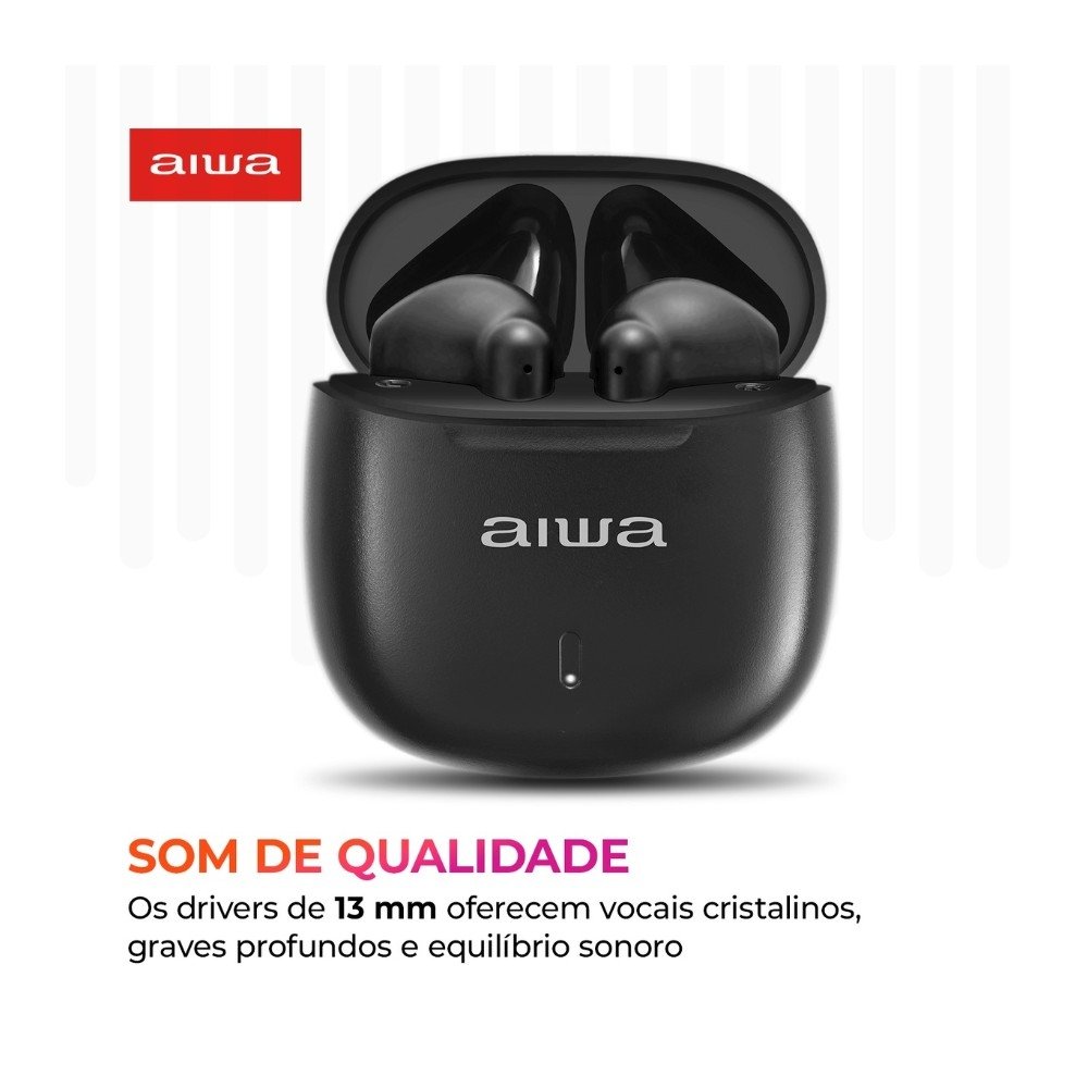Fone de Ouvido TWS AIWA AWS-EB-05-B, Bluetooth, Estojo de Recarga, Microfone, Preto - AWS-EB-05-B - view 2