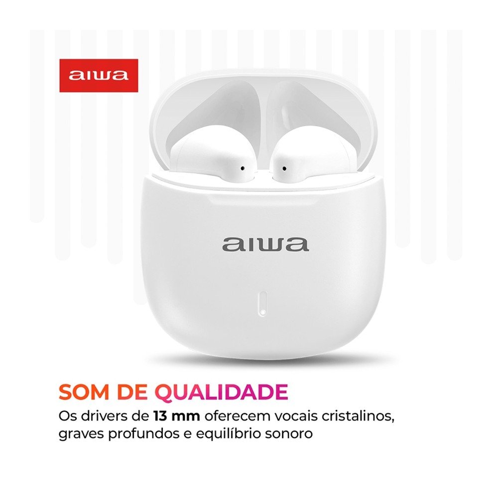Fone de Ouvido TWS AIWA AWS-EB-05-W, Bluetooth, Estojo de Recarga, Microfone, Branco - AWS-EB-05-W - view 2