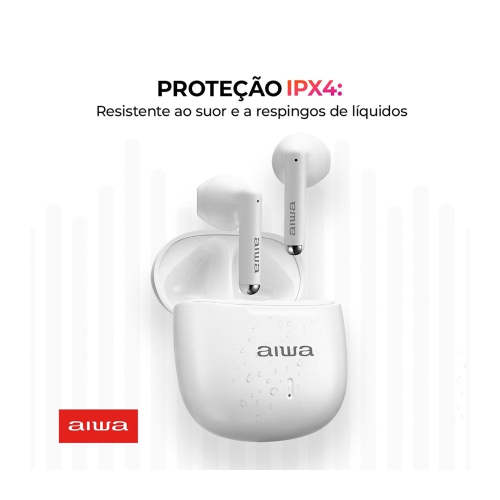 Fone de Ouvido TWS AIWA AWS-EB-05-W, Bluetooth, Estojo de Recarga, Microfone, Branco - AWS-EB-05-W - view 5