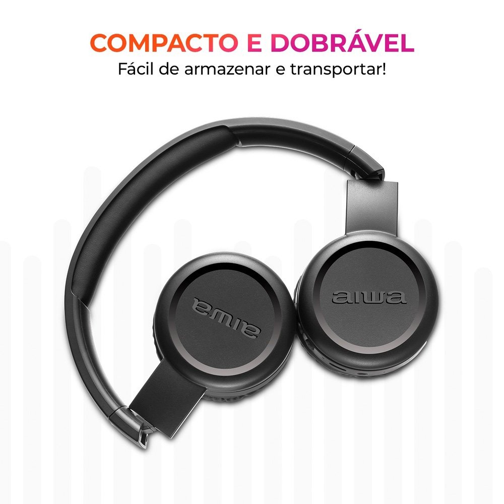 Headphone Bluetooth AIWA AWS-( Balão.info)-03-B, Design Dobrável, Confortável com Microfone, Preto - AWS-( Balão.info)-03-B - foto 7