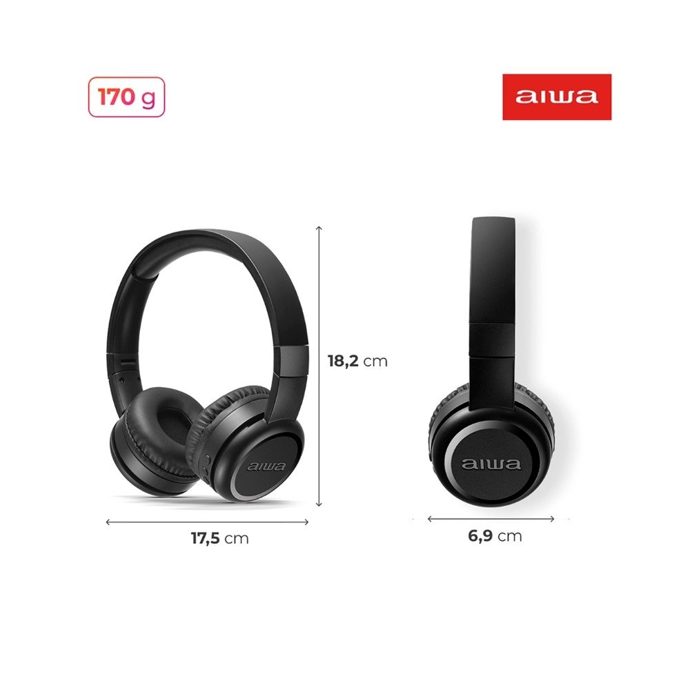 Headphone Bluetooth AIWA AWS-( Balão.info)-03-B, Design Dobrável, Confortável com Microfone, Preto - AWS-( Balão.info)-03-B - foto 8
