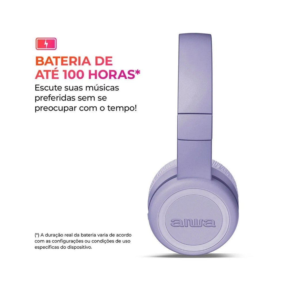 Headphone Bluetooth AIWA AWS-( Balão.info)-03-P, Design Dobrável, Confortável com Microfone, Roxo - AWS-( Balão.info)-03-P - foto 4
