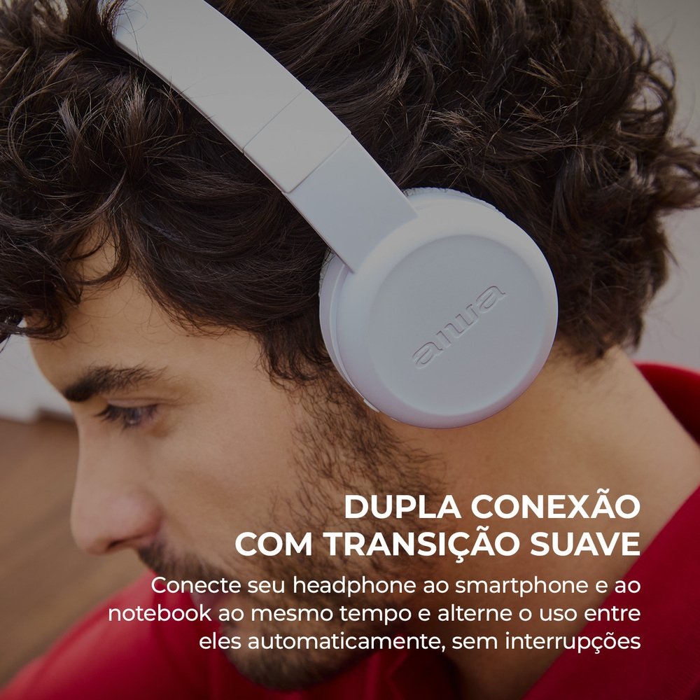 Headphone Bluetooth AIWA AWS-( Balão.info)-03-W, Design Dobrável, Confortável com Microfone, Branco - AWS-( Balão.info)-03-W - foto 5