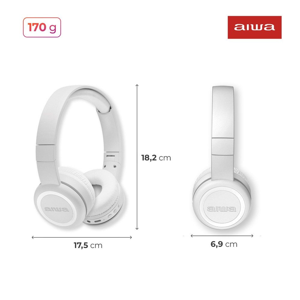 Headphone Bluetooth AIWA AWS-( Balão.info)-03-W, Design Dobrável, Confortável com Microfone, Branco - AWS-( Balão.info)-03-W - foto 8
