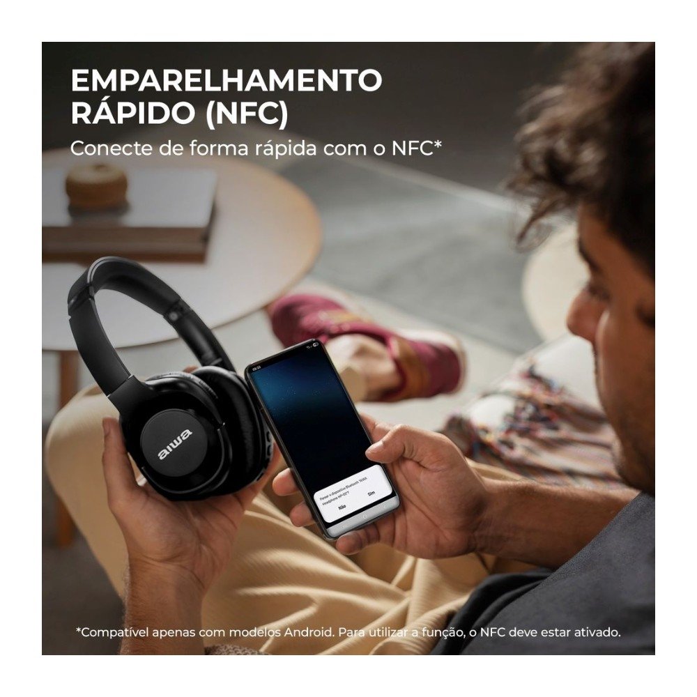 Headphone Bluetooth AIWA AWS-( Balão.info)-05-B, Graves Potentes, Isolamento Acústico, Preto - AWS-( Balão.info)-05-B - foto 11