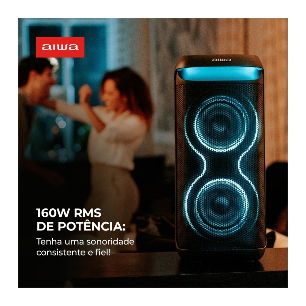 Caixa de Som Amplificada AIWA Party Box AWS-PB-08, 200W RMS, Bluetooth, Bivolt, Preto - AWS-PB-08 - view 3