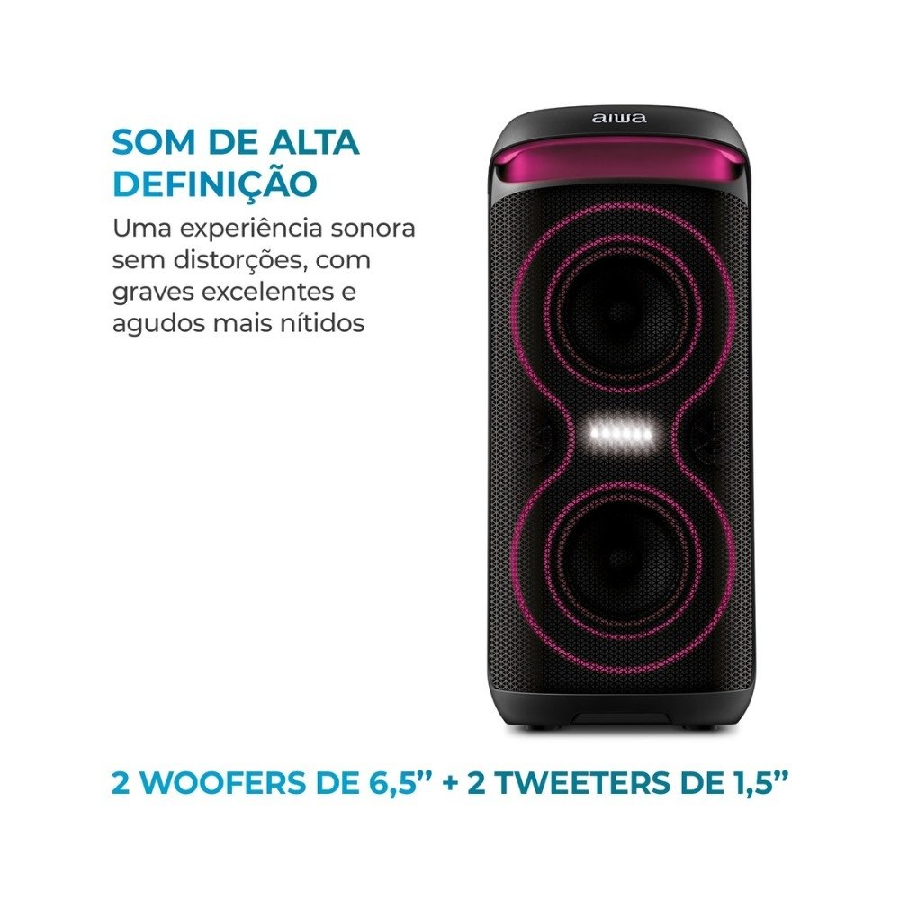 Caixa de Som Amplificada AIWA Party Box AWS-PB-08, 200W RMS, Bluetooth, Bivolt, Preto - AWS-PB-08 - view 4