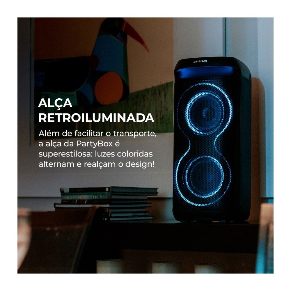 Caixa de Som Amplificada AIWA Party Box AWS-PB-08, 200W RMS, Bluetooth, Bivolt, Preto - AWS-PB-08 - view 9