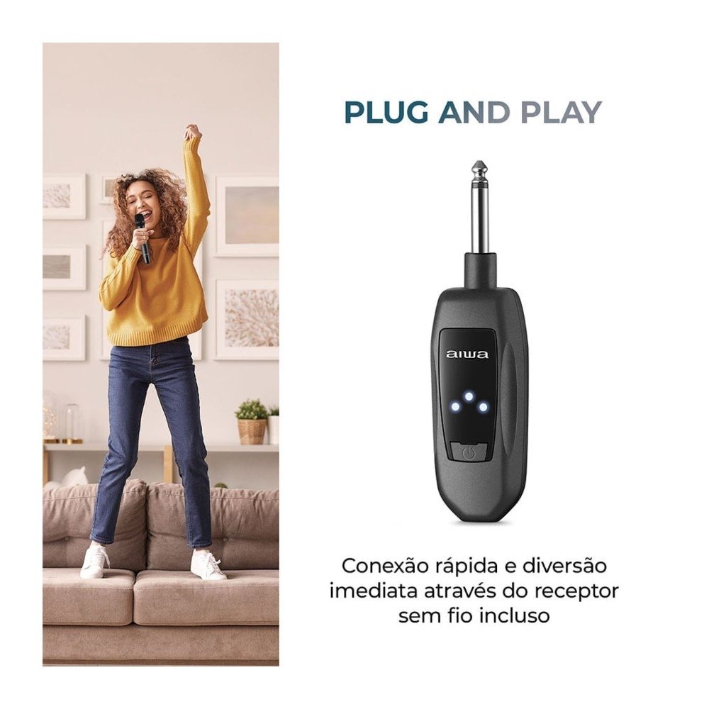 Microfone Sem Fio AIWA AWS-MIC-01, Wireless, Bivolt, Preto - AWS-MIC-01 - view 9