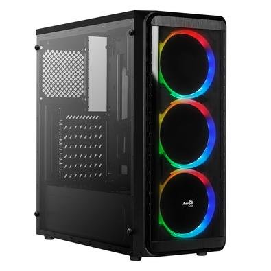 O Gabinete Mid Tower com um painel frontal em acrílico permite uma visualização nítida de até três ventoinhas de 12cm RGB. Vem equipado com painel lat