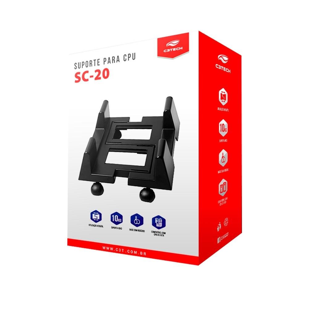 Suporte para CPU C3Tech com Rodas - SC-20BK