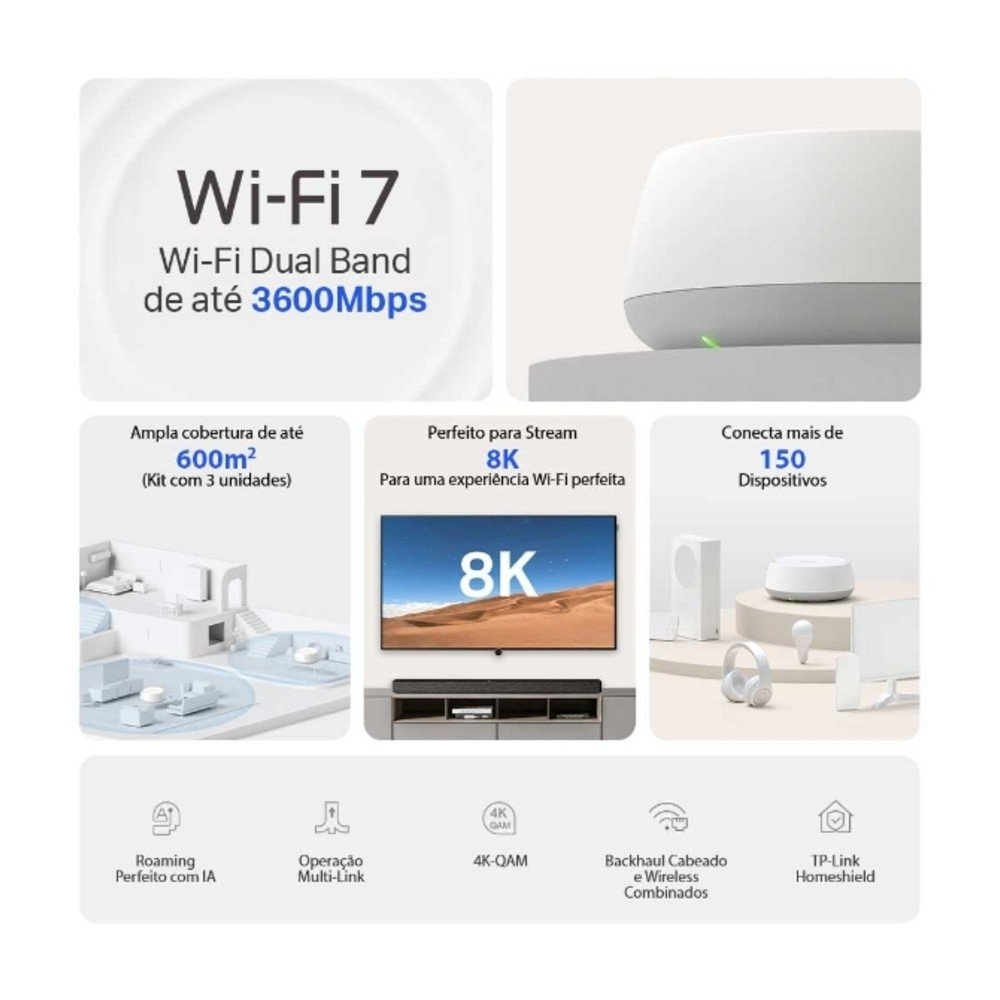 Roteador Wireless TP-Link Deco BE22, Wi-Fi 7, Gigabit, Dual Band, 3600Mbps, 2 Unidades - TPN0650 - view 5