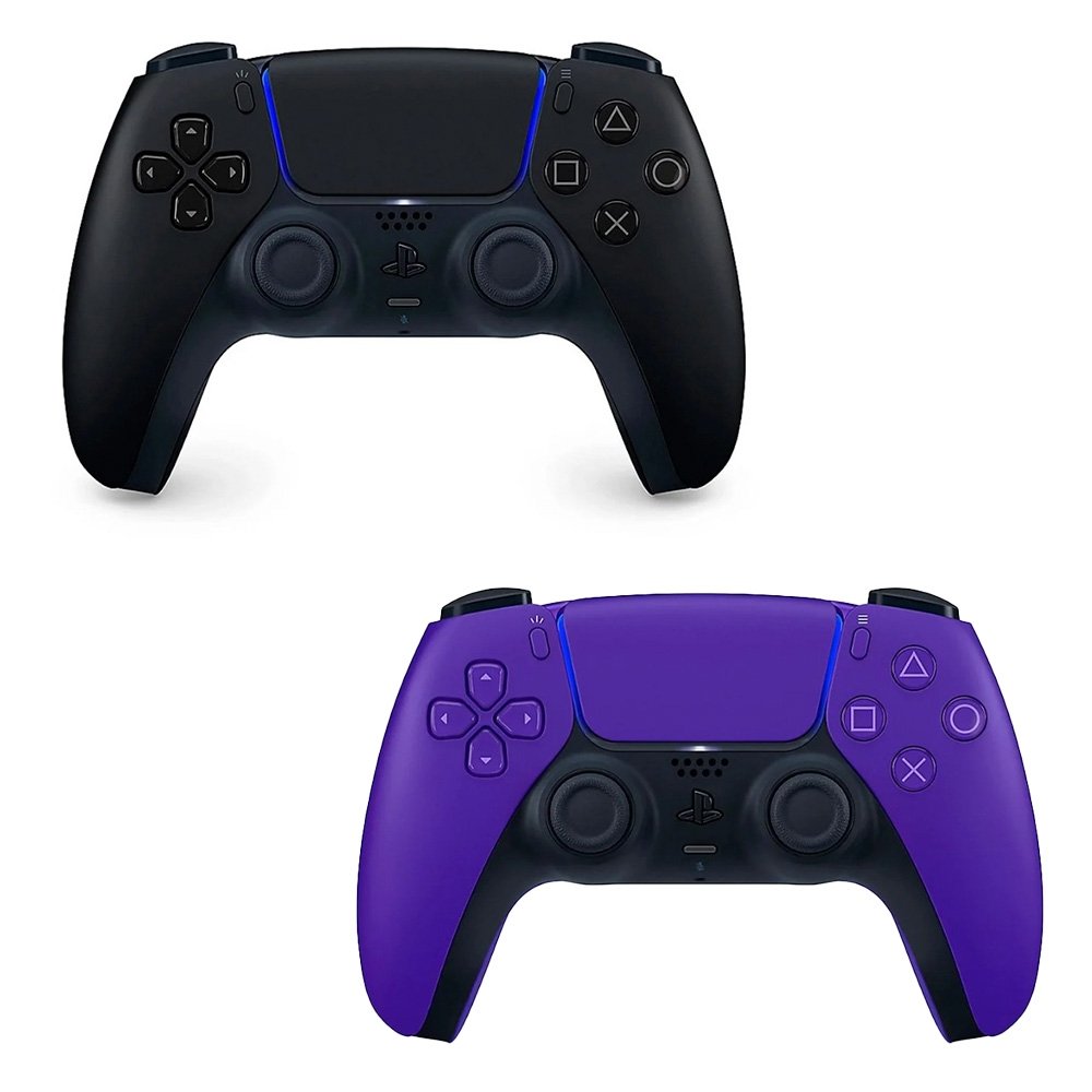 Kit Controle Sony DualSense PS5 Midnight Black + Controle Sony DualSense PS5 Galactic Purple