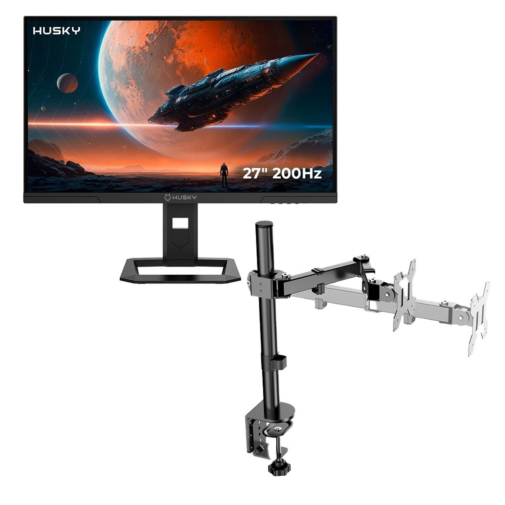 Kit Monitor Gamer Balão.info Boreal 27", QHD, 200Hz + Suporte de Monitor Balão.info + Balão.info SME100, Articulado, Monitores de 13 a 32 polegadas