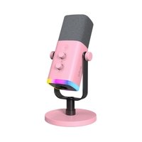 Microfone Dinâmico Fifine AM8, de Mesa, Podcast, com Suporte, LED, USB e XLR, Rosa - AM8P