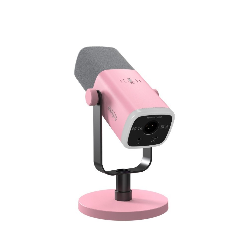 Imagem 4 de 10 do produto Microfone Dinâmico Fifine AM8, de Mesa, Podcast, com Suporte, LED, USB e XLR, Rosa - AM8P