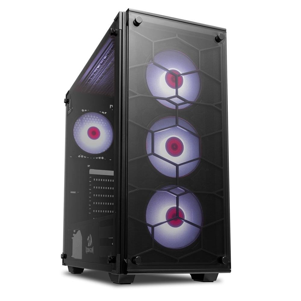 Imagem 8 de 24 do produto Gabinete Gamer Redragon Wheel Jack, Mid Tower, Lateral e Frontal em Vidro - GC-606BK