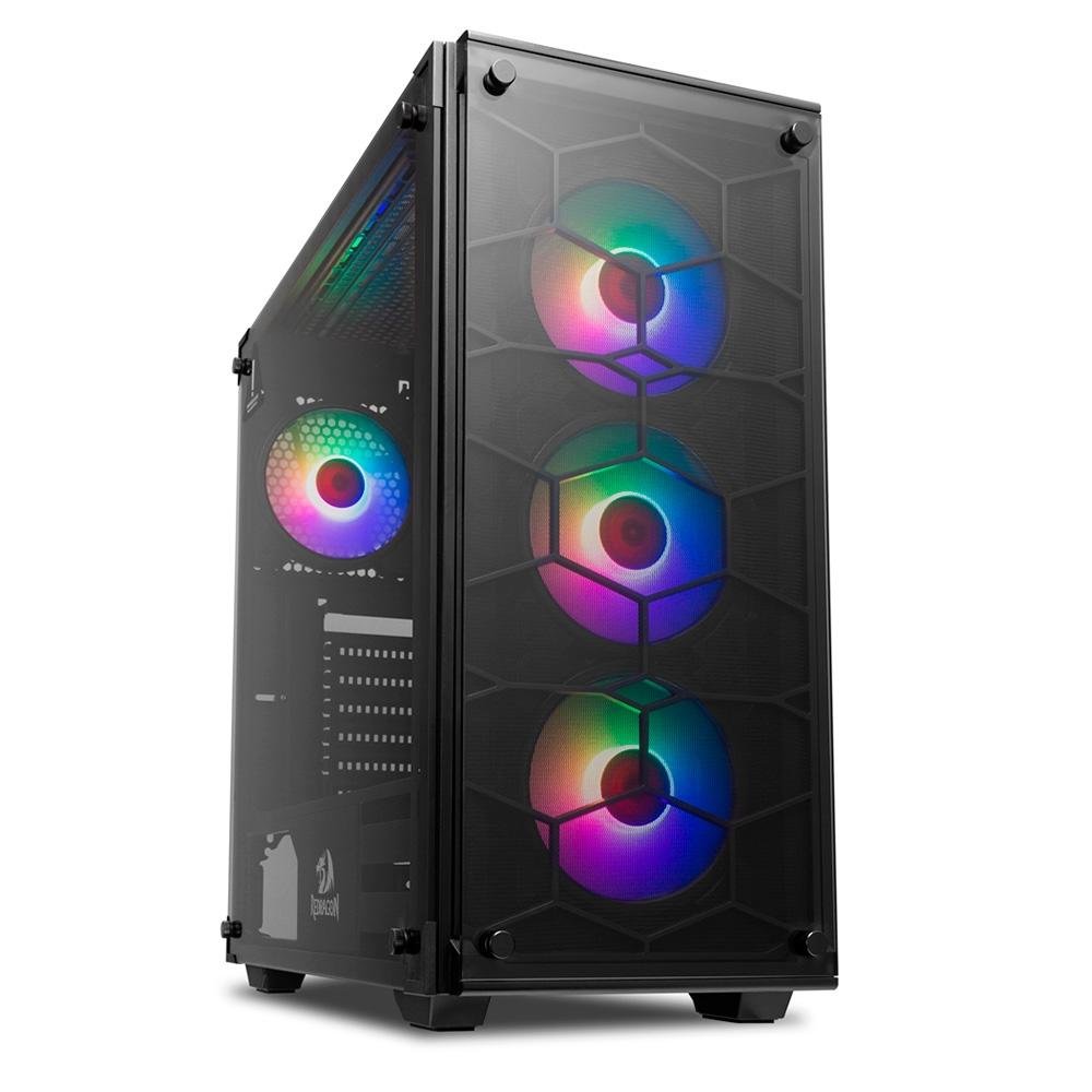 Imagem 9 de 24 do produto Gabinete Gamer Redragon Wheel Jack, Mid Tower, Lateral e Frontal em Vidro - GC-606BK