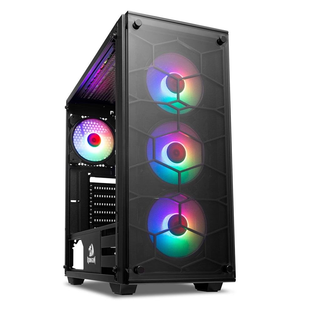 Imagem 10 de 24 do produto Gabinete Gamer Redragon Wheel Jack, Mid Tower, Lateral e Frontal em Vidro - GC-606BK