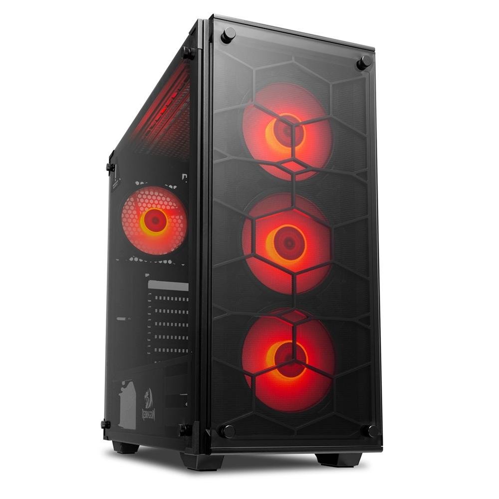 Imagem 13 de 24 do produto Gabinete Gamer Redragon Wheel Jack, Mid Tower, Lateral e Frontal em Vidro - GC-606BK