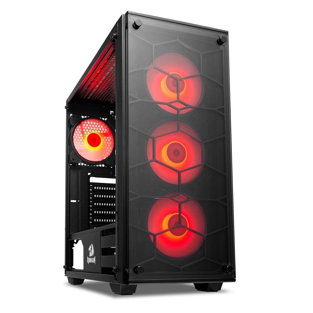 Imagem 16 de 24 do produto Gabinete Gamer Redragon Wheel Jack, Mid Tower, Lateral e Frontal em Vidro - GC-606BK